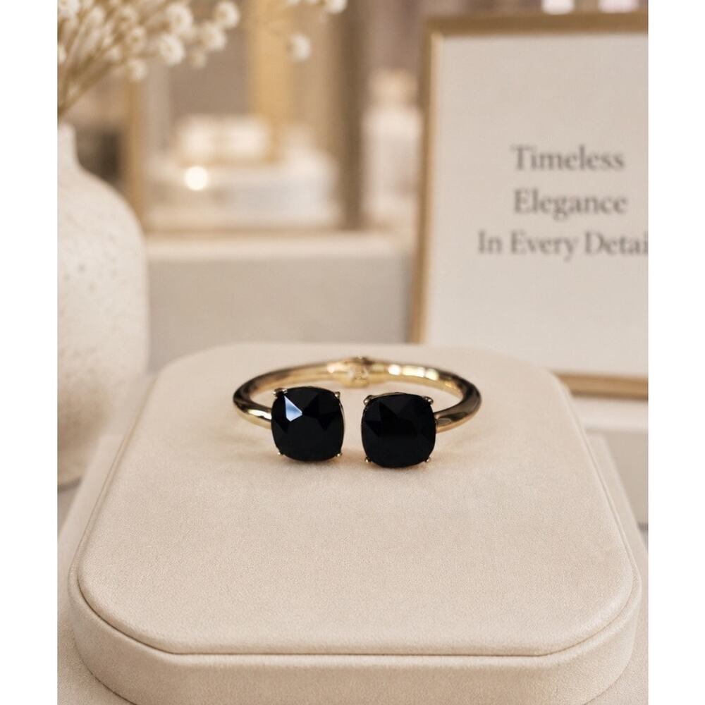 Cache Gold Black Stone Hinge Bracelet New